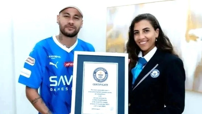 Al-Hilal quebra recorde mundial e Neymar recebe certificado do Guinness