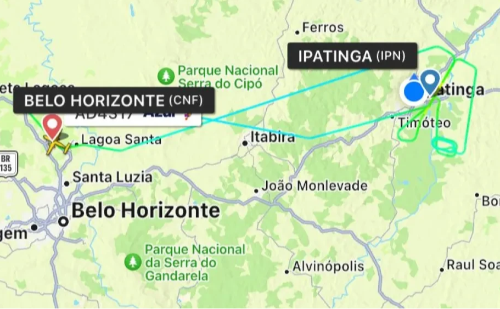 Mau tempo obriga avião a retornar para Confins após tentativa de pouso no Vale do Aço