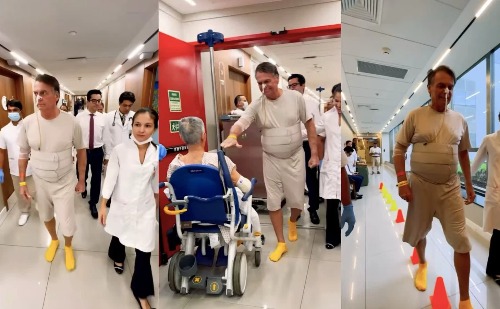 Bolsonaro aparece se exercitando em hospital durante recuperação