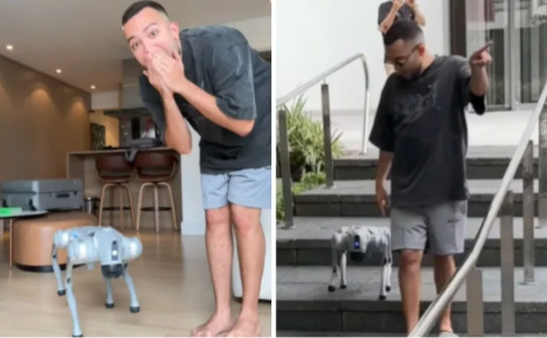 Lucas Rangel surpreende ao passear com cachorro-robô em BH