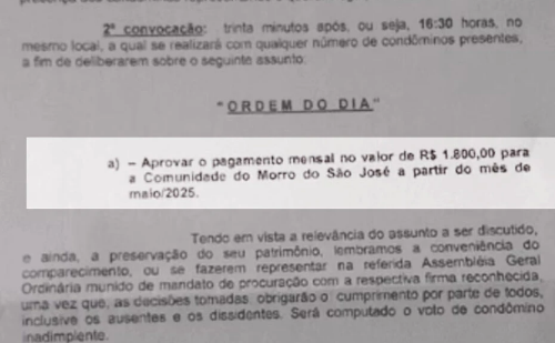 Síndico convoca assembleia para discutir pagamento a traficantes no Rio