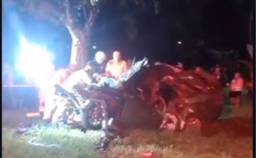 Carro capota e bate em árvore na BR-381, em Ipatinga; um homem morre e dois ficam feridos