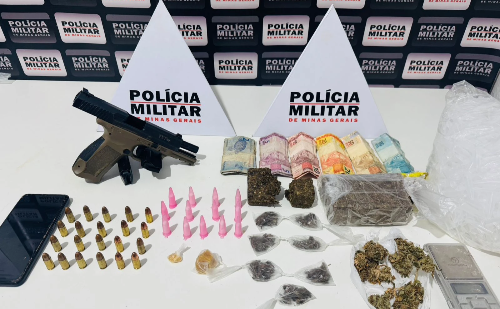 Dois homens e um adolescente são detidos com arma e drogas em Timóteo