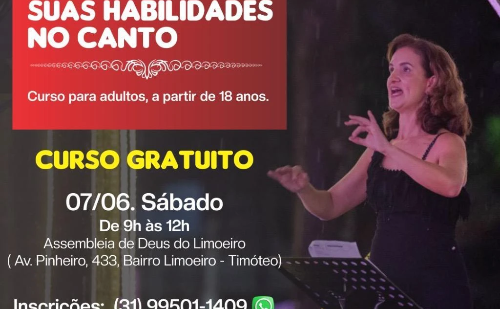 Timóteo recebe oficina de canto gratuita neste sábado; saiba mais