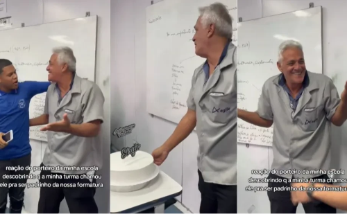 Porteiro é surpreendido com convite emocionante para ser padrinho de formatura