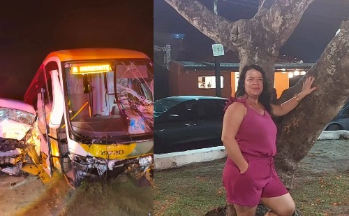 Identificada mulher morta em colisão entre van da saúde de Timóteo e ônibus na BR-381