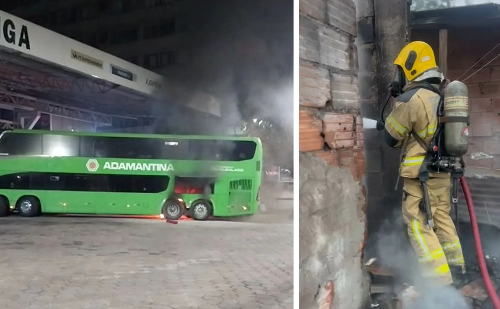 Incêndios atingem ônibus e residência nesta segunda em Ipatinga; mulher fica ferida