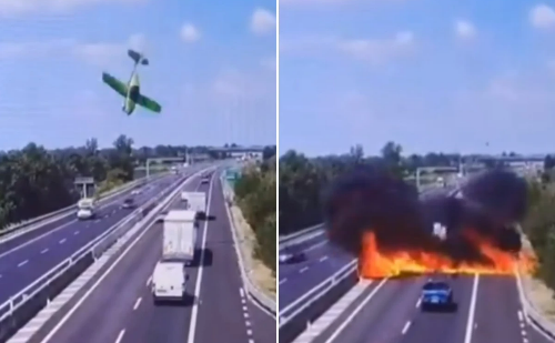 Avião explode ao cair em rodovia na Itália e duas pessoas morrem