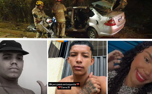 Identificados os três jovens que morreram em grave acidente na madrugada em Coronel Fabriciano