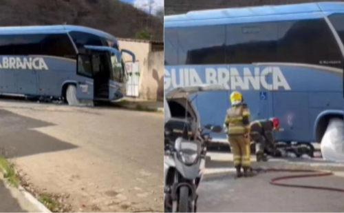 Acidente com ônibus mata motociclista em Governador Valadares