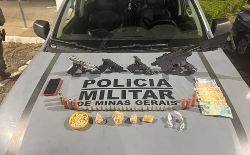 PM intercepta dupla com arsenal e drogas em Coronel Fabriciano
