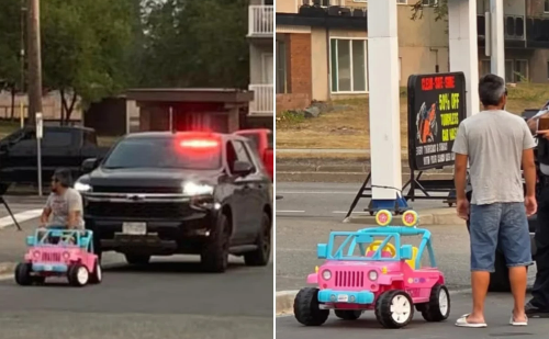 Homem bêbado é preso ao dirigir Jeep da Barbie em rua movimentada no Canadá