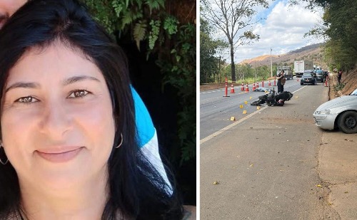 Servidora pública morre em colisão entre moto e carro na BR-116, em Inhapim