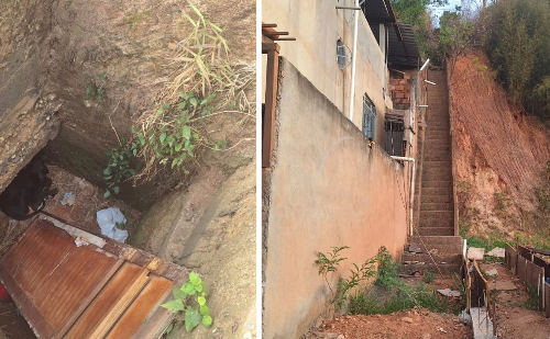 Cachorrinha resgatada em galeria pluvial alerta para risco em escadaria de Bom Jesus do Galho