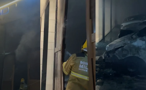 Vídeo: Incêndio atinge revendedora de veículos durante a madrugada em Ipatinga
