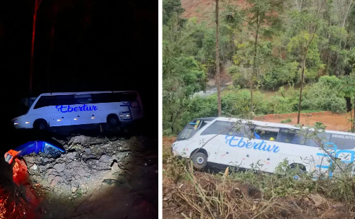 Ônibus capota na BR-262 entre Realeza e Manhuaçu e deixa passageiros gravemente feridos