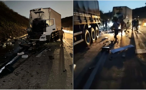 Vídeo: engavetamento deixa 2 mortos e interdita a BR-381 em Bom Jesus do Amparo