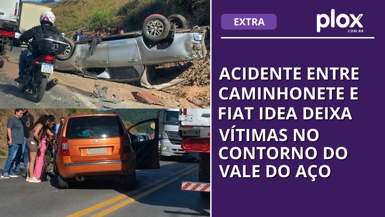 Acidente entre caminhonete e Fiat Idea deixa vítimas no Contorno do Vale do Aço