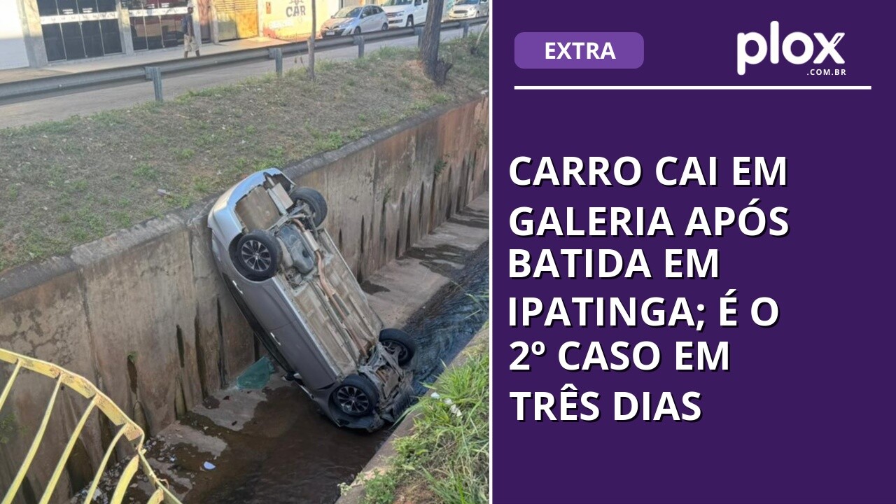 Carro cai em galeria após batida em Ipatinga; é o 2º caso em três dias