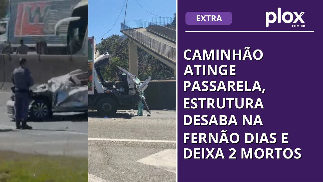 Caminhão atinge passarela, estrutura desaba na Fernão Dias e deixa 2 mortos