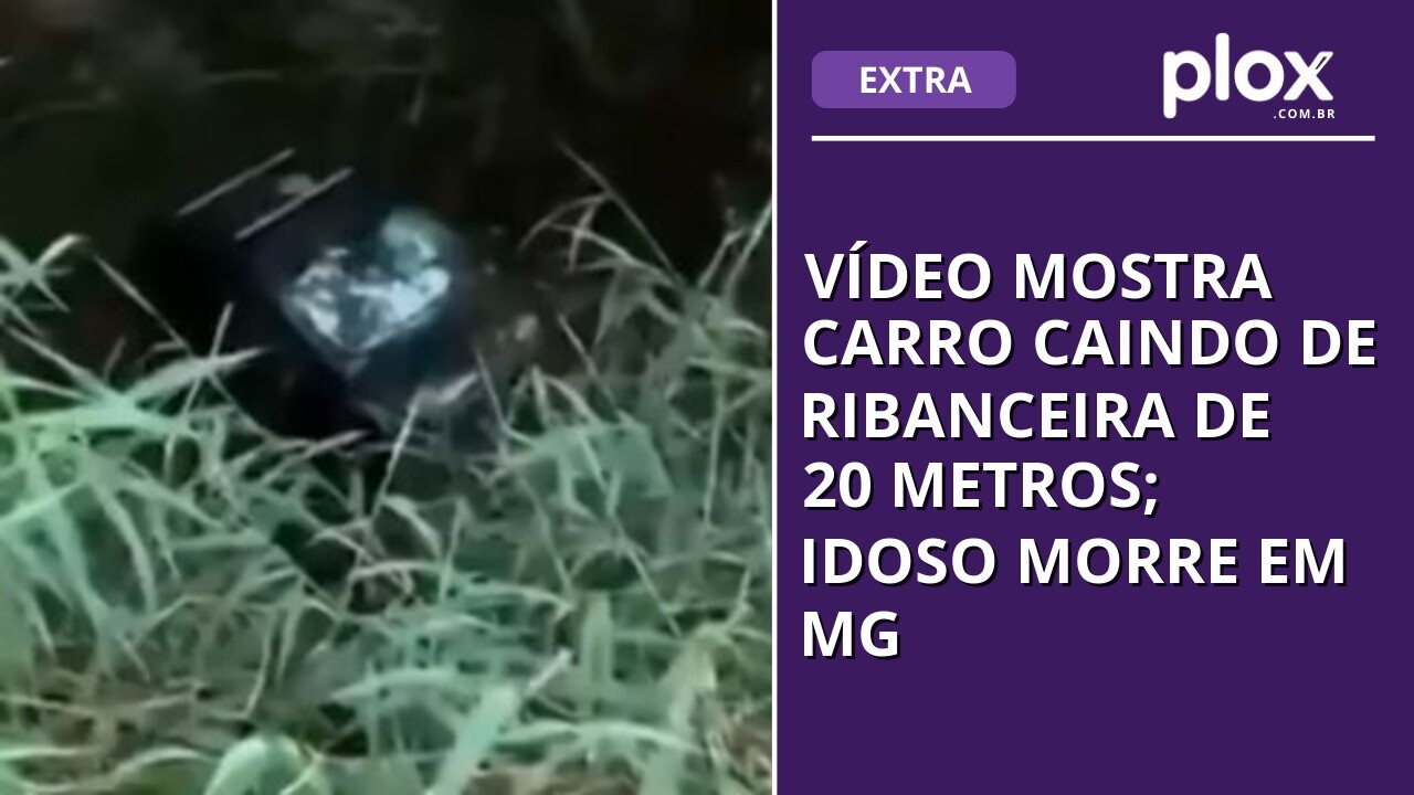 Vídeo mostra carro caindo de ribanceira de 20 metros; idoso morre em MG
