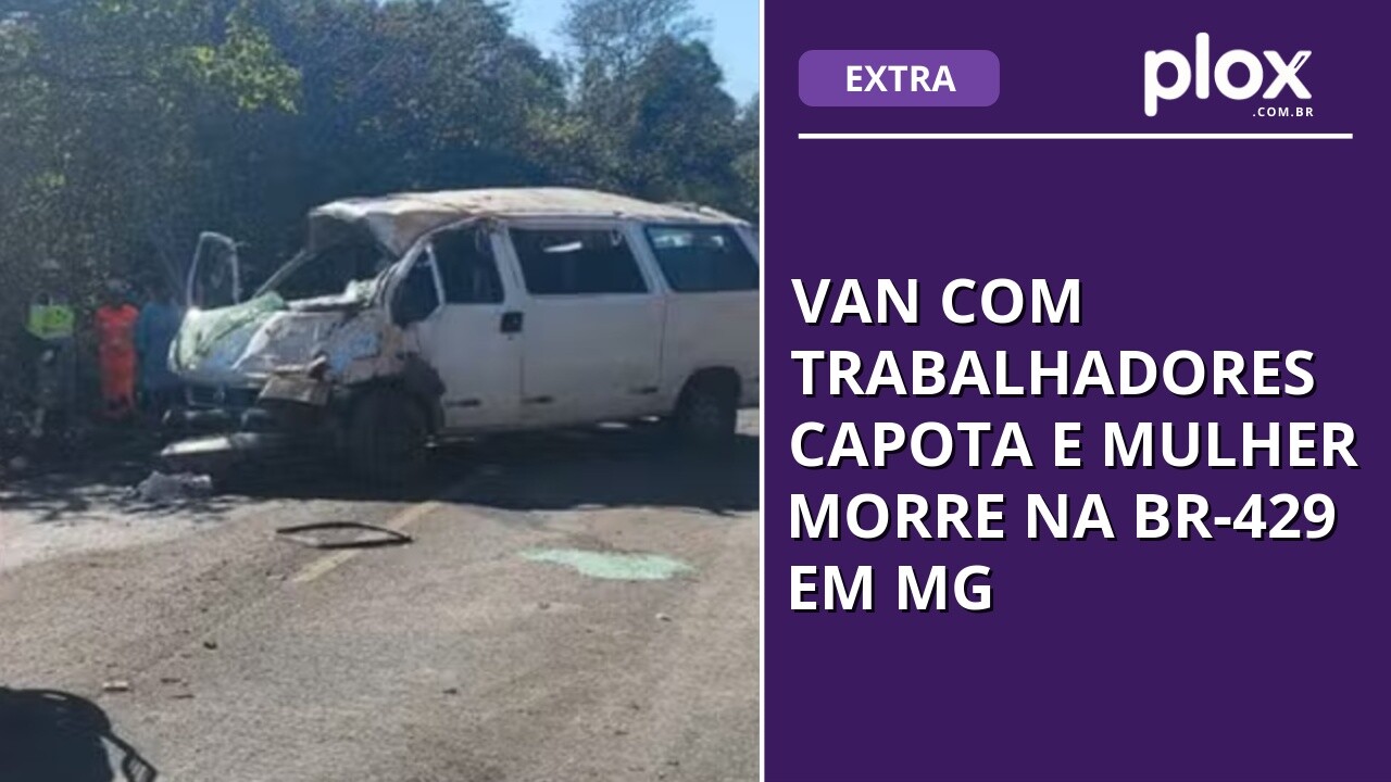 Van com trabalhadores capota e mulher morre na BR-429 em MG
