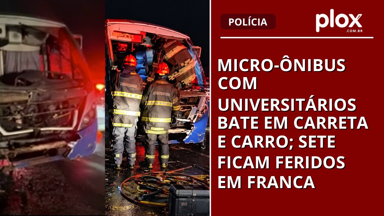 Micro-ônibus com universitários bate em carreta e carro; sete ficam feridos em Franca