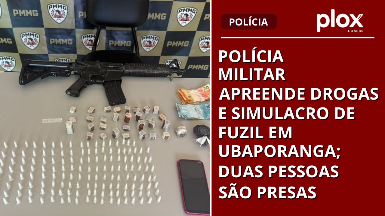 Polícia Militar apreende drogas e simulacro de fuzil em Ubaporanga; duas pessoas são presas