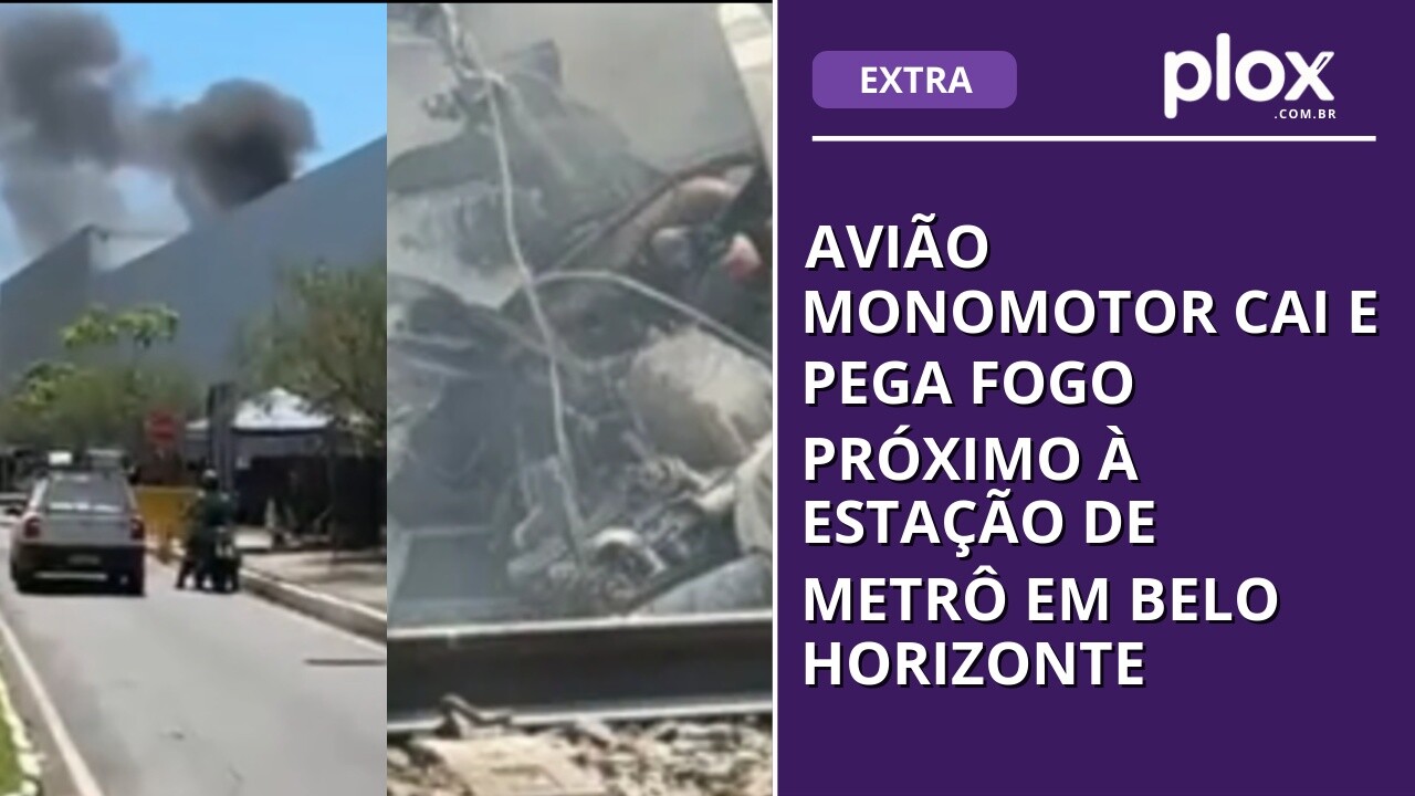 Avião monomotor cai e pega fogo próximo à estação de metrô em Belo Horizonte