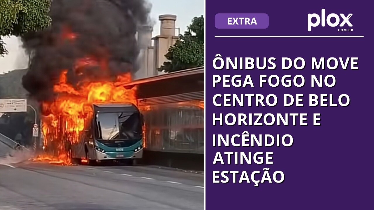 Ônibus do Move pega fogo no Centro de Belo Horizonte e incêndio atinge estação