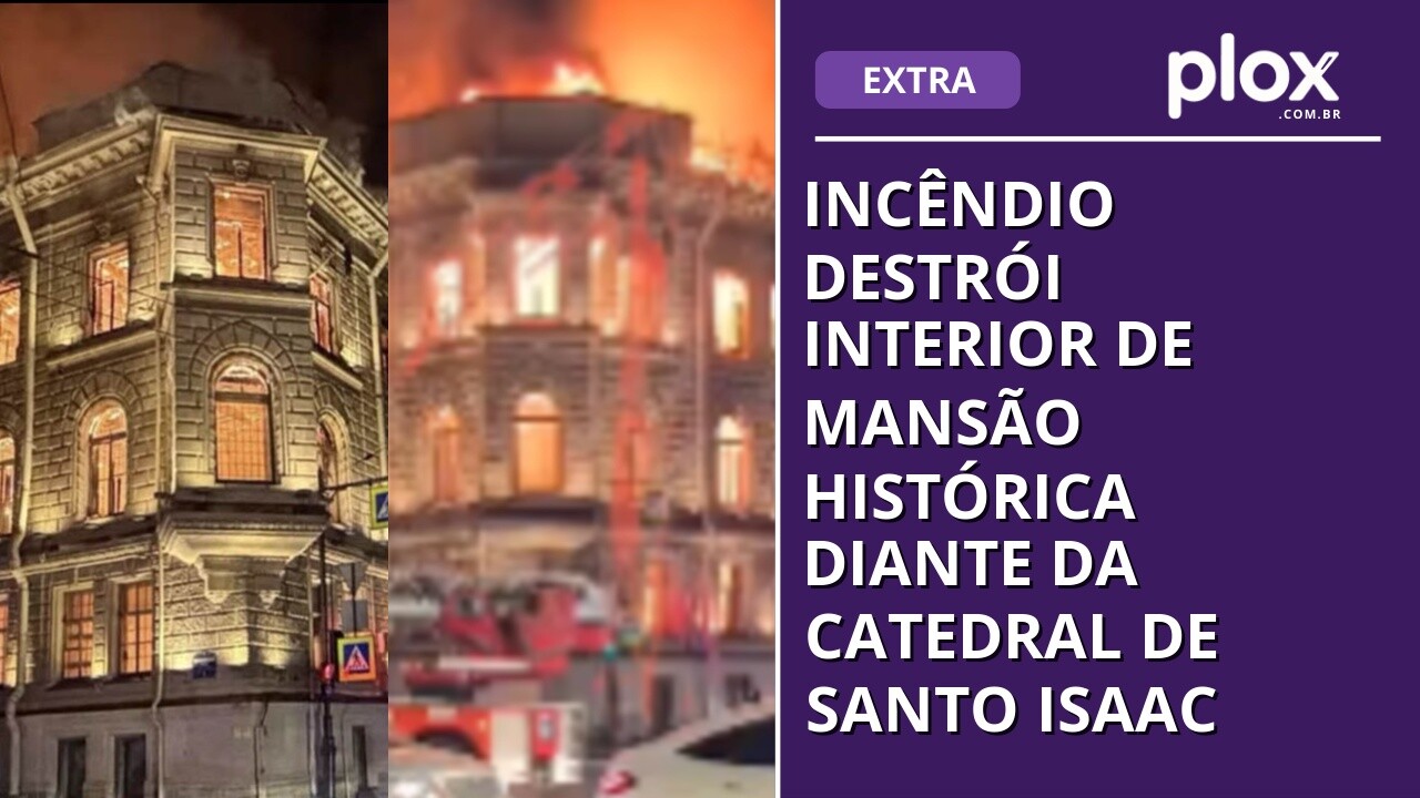 Incêndio destrói interior de mansão histórica diante da Catedral de Santo Isaac